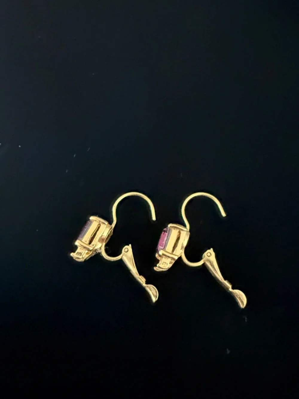 Gold-Tone Purple Crystal Drop Earrings with Accent Stones